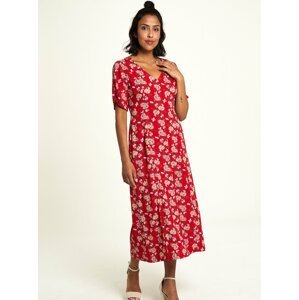 Červené květované šaty Tranquillo