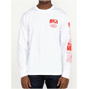 RVCA BARBARIAN white pánské triko s dlouhým rukávem - bílá