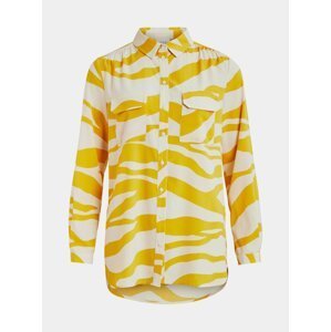 Krémovo-žlutá košile se zebřím vzorem VILA Omina