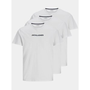 Sada tří bílých triček Jack & Jones Crain