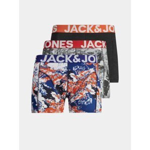Sada tří vzorovaných boxerek v modré a černé barvě Jack & Jones Core