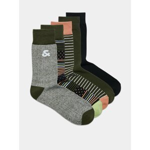 Sada pěti párů vzorovaných ponožek v šedé a khaki barvě Jack & Jones