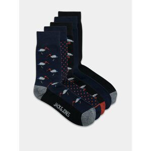 Sada pěti párů vzorovaných ponožek v modré barvě Jack & Jones