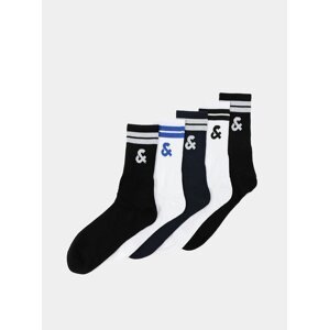 Sada pěti párů ponožek v bílé a černé barvě Jack & Jones Street