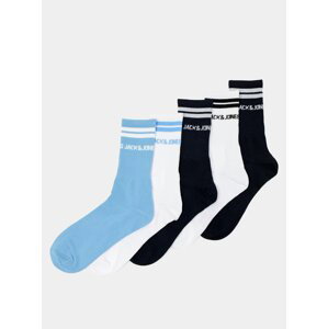Sada pěti párů ponožek v bílé a modré barvě Jack & Jones Street