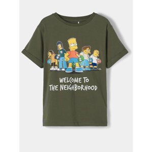 Khaki dětské tričko s potiskem name it Simpsons