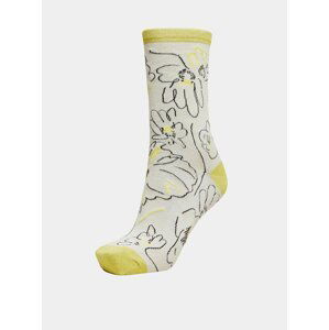 Žluto-krémové vzorované ponožky Selected Femme Vida