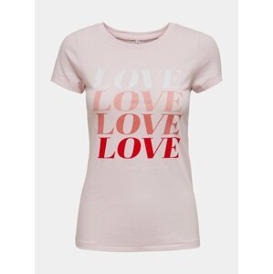 Světle růžové tričko s potiskem ONLY Love