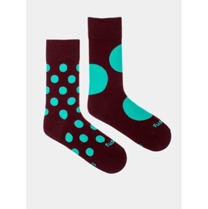 Tmavě hnědé puntíkované ponožky Fusakle Diskos bordo