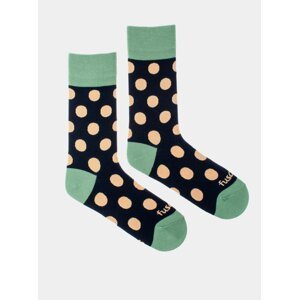 Zeleno-modré puntíkované ponožky Fusakle Puntíčkář půlnoční