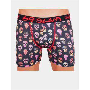 Pánské boxerky 69SLAM fit hibiscus skull black