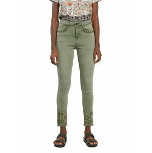 Desigual khaki kalhoty Pant Ankle Paisley