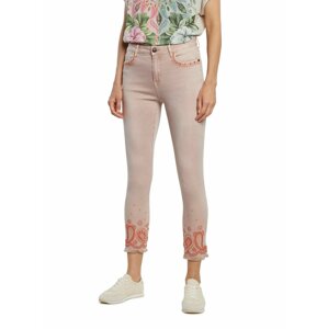 Desigual světle růžové kalhoty Pant Ankle Paisley