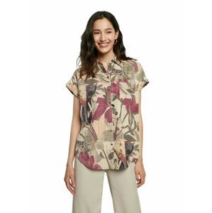 Béžová dámská košile s tropickým vzorem Cam Etnican