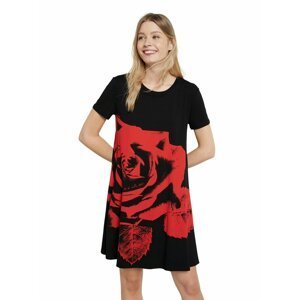Červeno-černé květované áčkové šaty Desigual Vest Washintong