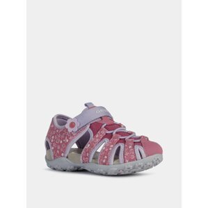 Růžové holčičí vzorované kožené sandály Geox-Roxanne