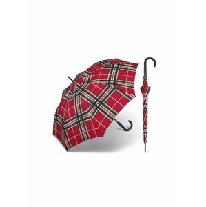 Happy Rain Long Checks Red holový károvaný deštník v červené barvě