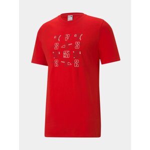 Červené pánské tričko s potiskem Puma Elevate Graphic Tee