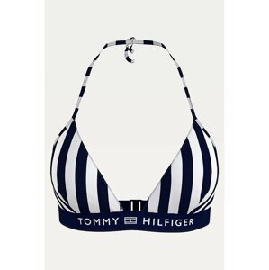 Tommy Hilfiger modro-bílý pruhovaný horní díl plavek Triangle Fixed