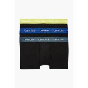 Calvin Klein černý 3 pack boxerek Low Rise Trunk 3PK Black w. Hemisphere Blue/Direct Green/Blue Flannel WB