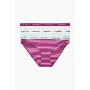 Calvin Klein barevný 3 pack kalhotek Bikini 3PK White W Plum Plum/Feeder Stripe Plum Plum/Aqua Luster