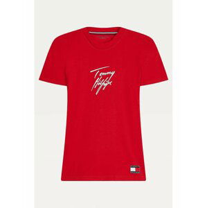 Tommy Hilfiger červené dámské tričko CN Tee SS Logo