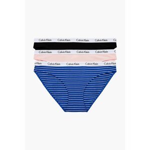 Calvin Klein barevný 3 pack kalhotek Bikini 3PK Feeder Stripe Kettle Blue/Sand Rose/Black