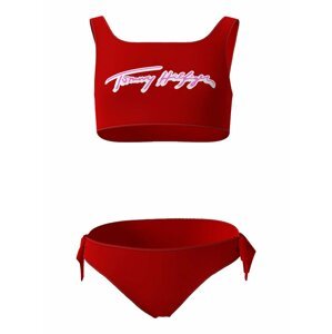Tommy Hilfiger červené dívčí plavky Bralette Set