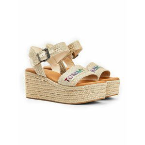 Tommy Hilfiger béžové boty na klínku Rainbow Branding Flatform Sandal