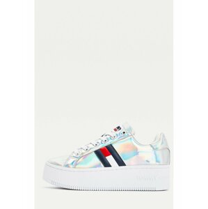 Tommy Hilfiger stříbrné metalické tenisky na platformě Fully Iridescent Ironic Sneaker