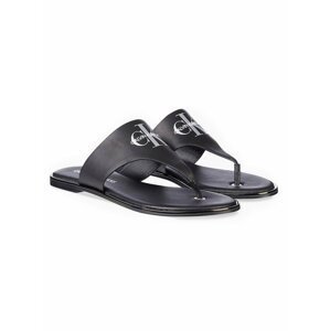 Calvin Klein černé kožené žabky Flat Sandal Toe Slide
