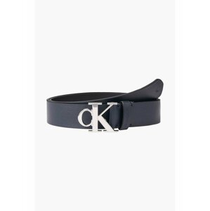 Calvin Klein modrý pánský kožený pásek Mono Plaque Belt