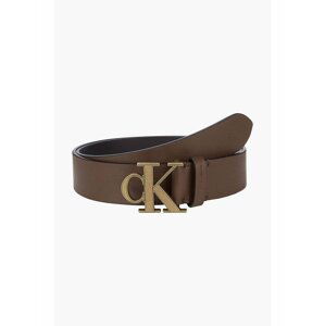 Calvin Klein hnědý kožený pánský pásek Mono Plaque Belt