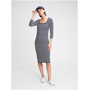 Bílo-modré pruhované dámské šaty GAP Modern squareneck dress