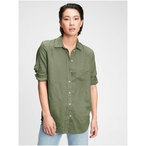 Zelená dámská košile GAP ls linen bf sh
