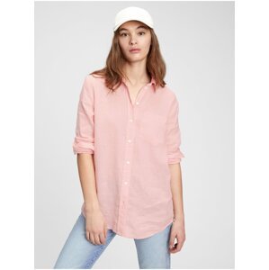 Růžová dámská košile GAP ls linen bf sh
