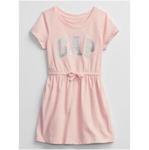 Růžové holčičí dětské šaty GAP Logo v-ss ptf knit drs