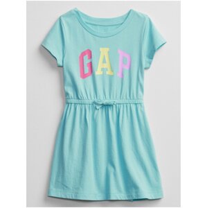 Modré holčičí dětské šaty GAP Logo v-ss ptf knit drs