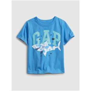 Modré klučičí dětské tričko GAP Logo ss feb ptf log