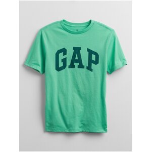 Zelené klučičí dětské tričko GAP Logo v-intl arch tee