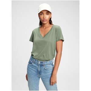 Zelené dámské tričko organic vintage v-neck