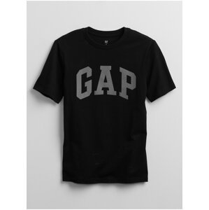 Černé klučičí dětské tričko GAP Logo v-intl arch tee