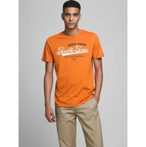 Oranžové tričko s potiskem Jack & Jones