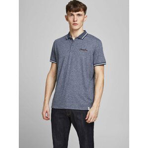 Tmavě modré žíhané polo tričko Jack & Jones