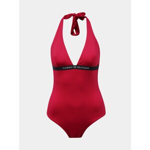 Tommy Hilfiger tmavě růžové jednodílné plavky One Piece Halter