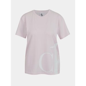 Růžové dámské tričko s potiskem Calvin Klein S/S Crew Neck