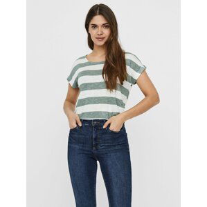 Zeleno-bílé pruhované tričko VERO MODA Wide Stripe