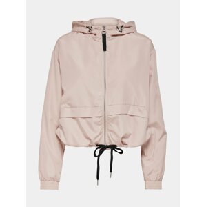 Světle růžová krátká bunda s kapucí ONLY-Malou