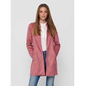 Růžový lehký kabát v semišové úpravě ONLY Soho