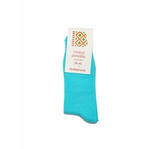 Ponožky 90% vlna, jednobarevný hladký úplet - svítivě modré